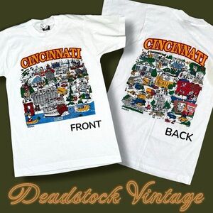 NWT Vintage 1991 Cincinnati Map Graphic Screen Stars Single Stitch Tee Size M